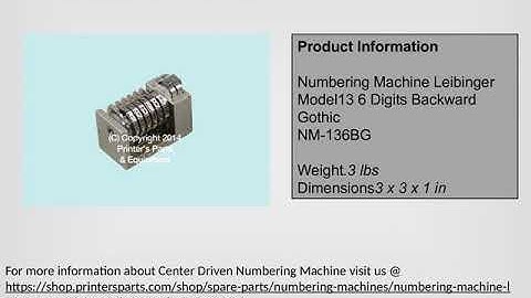 Numbering Machine Leibinger at-Shop.PrintersParts.com