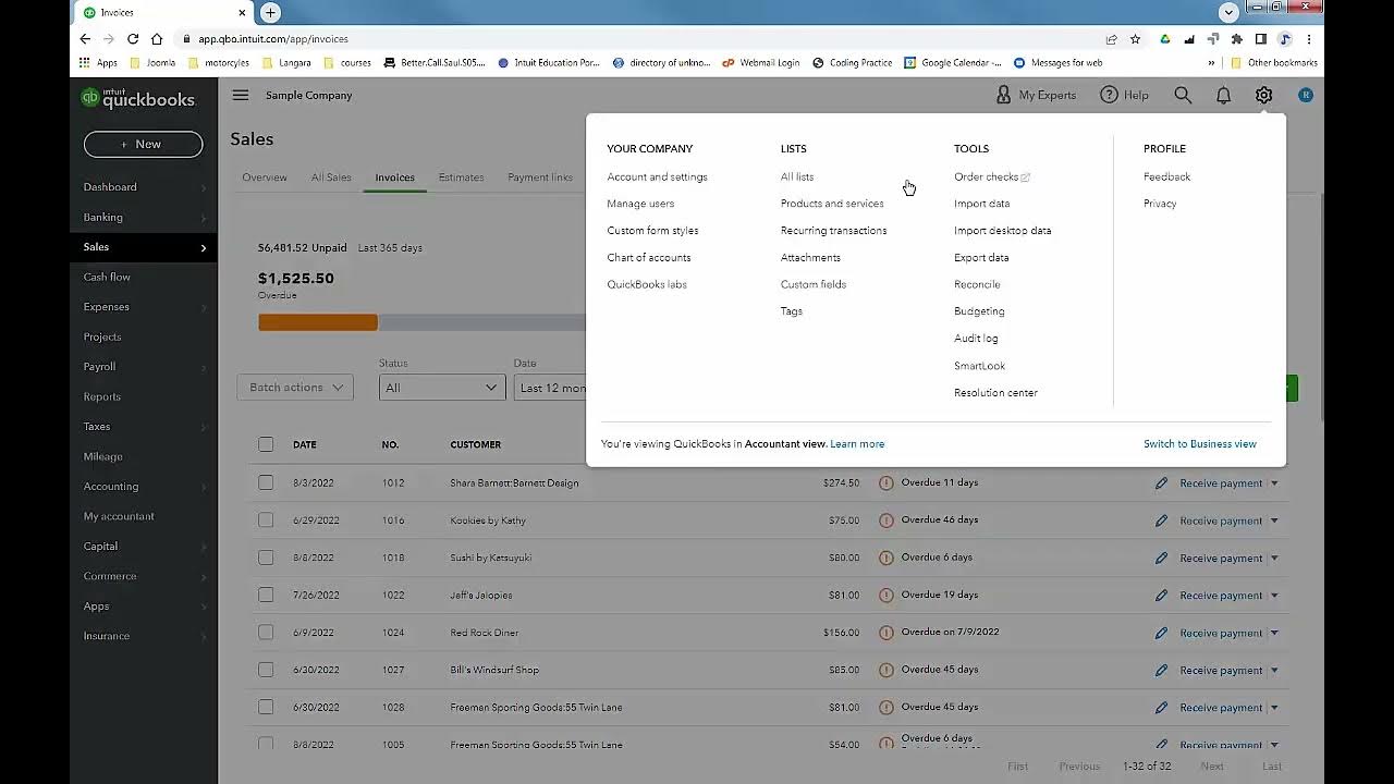 QuickBooks Online Accounts Receivable (US Test Drive) YouTube