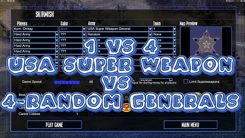 Command & Conquer Generals Zero Hour [USA SuperWeapon vs 4-Random Generals] Hard Armies