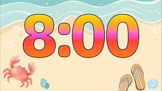 8 Minute Fun Summer Beach Timer (Calm Ocean Wave Sounds Throughout, Simple Bell Alarm at End)