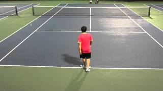 20120518 Forehand hitting against ball machine