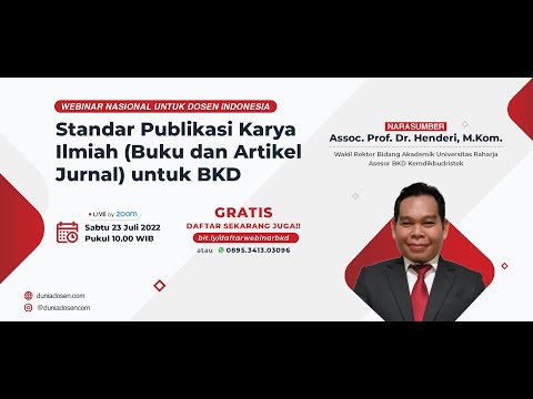 [LIVE] DUNIA DOSEN - STANDAR PUBLIKASI KARYA ILMIAH (BUKU DAN ARTIKEL JURNAL) UNTUK BKD