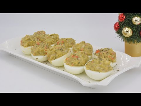Huevos rellenos de guacamole y marisco Algo diferente para paladares exquisitos