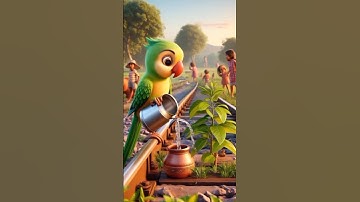 Parrot pours water on a Guava tree on the railway track🥺 #ai #parrot #tree #train #shorts