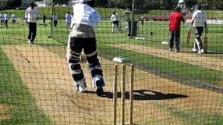 Dhoni at nets in Basin Reserve.