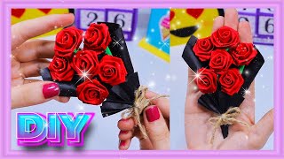 بوكيه ورد من الورق Diy paper flower bouquet 🌹🌹