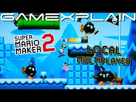 Super Mario Maker 2 - Local Co-Op Gameplay (Snowy Conditions & Bob-Omb Chaos!)