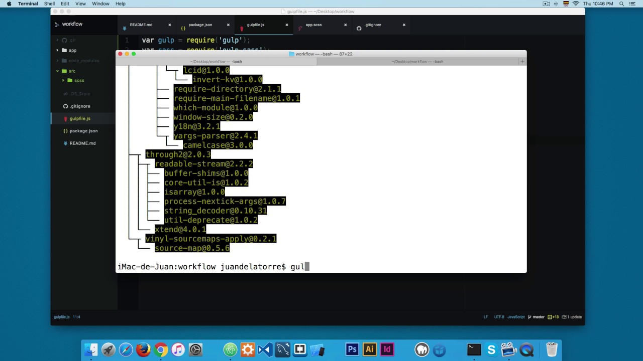 Your first Gulp Task, a SASS Compiler - YouTube