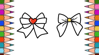 How To Draw and Color a Beautiful Ribbon Bow 🎀 Step by Step - Easy Drawing For Kids and Beginners