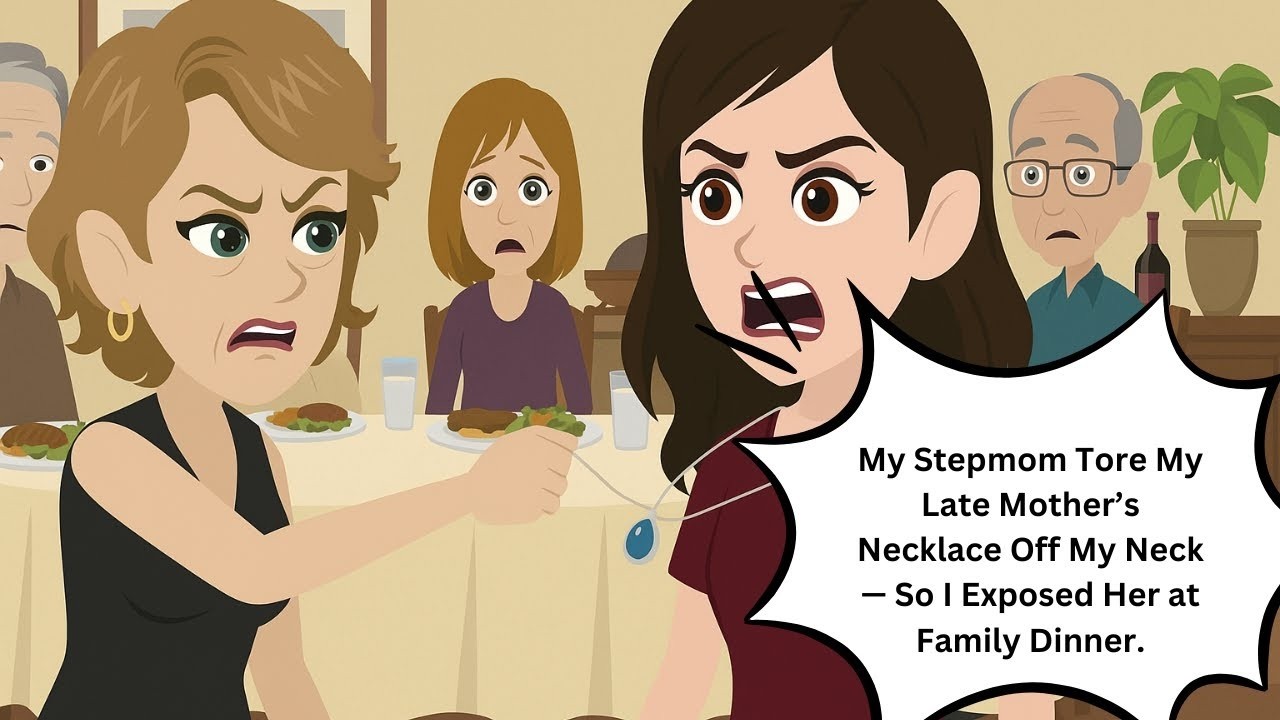 My Stepmom Tore My Late Mother’s Necklace Off My Neck — So I Exposed Her at Family Dinner