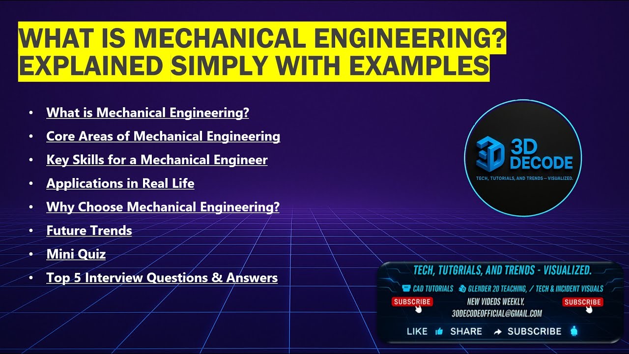 What is Mechanical Engineering? | Explained Simply with Examples | 3D DECODE