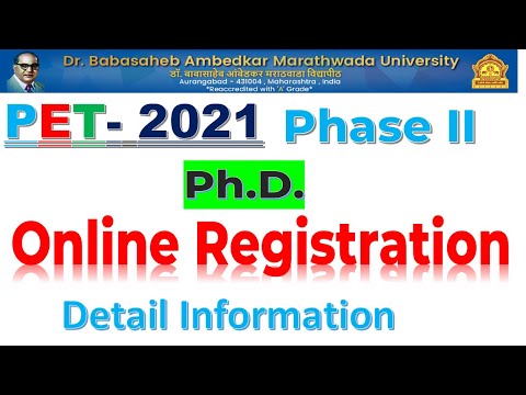 Dr BAMU PhD Entrance (PET) 2021: Phase 2 Online Registration for Pet,NET, SET, MPhil Students
