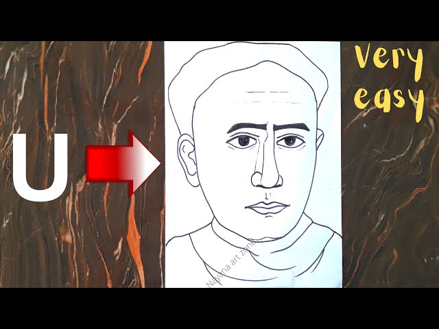 Vidyasagar Drawing easily,Ishwar Chandra Vidyasagar painting by pencil,how to draw vidyasagar class=