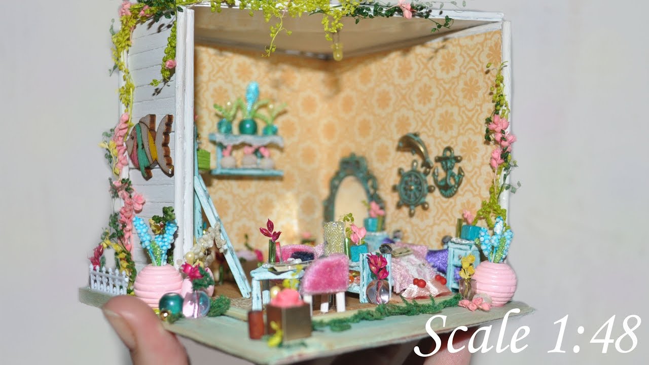 Crafts DIY Miniature dollhouse Scale 1:48 Cute shabby chic style - YouTube