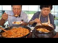 빗소리와 함께 비닐하우스 김치볶음밥 & 순두부찌개!! (Kimchi Fried Rice & Soft tofu stew) 요리&먹방!! - Mukbang eating show