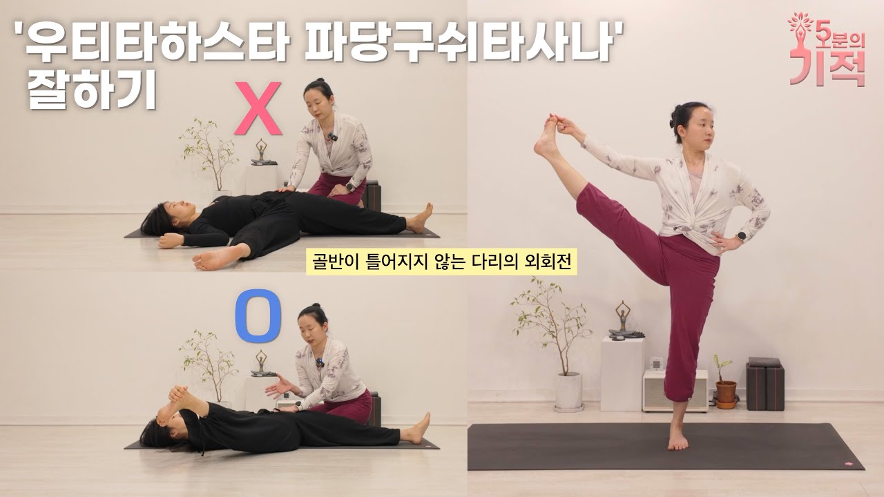 안정감있는 다리의 회전, 누워서 [우티타 하스타 파당구쉬타사나] 감각 찾기