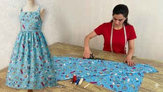 How To Sew a Gorgeous Summer Dress In One Day! Easy DIY For 9-10 Year Old Girls 👗☀️