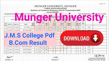 Munger University Part-2 Session 2020-23 B.com Result J.m.s College pdf Download 2023