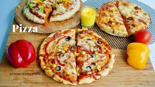 Pizza With & Without Oven || Pan Pizza -Kadai Pizza || Veg & Chicken Pizza || Ep:683