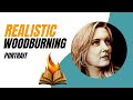 Fast-motion video of a wood-burning portrait by Minisa Robinson