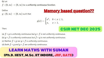 Memory based question (PART-17) Real Analysis CSIR NET MATH 18TH DEC 2025 PYQ #maths #csirnet2025 