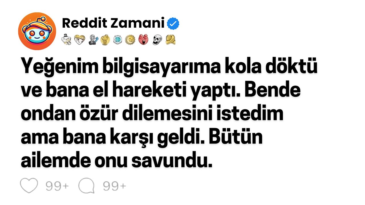 Yeğenim bilgisayarıma kola döktü ve bana el hareketi yaptı. Benden ondan özür dilemesini istedim...