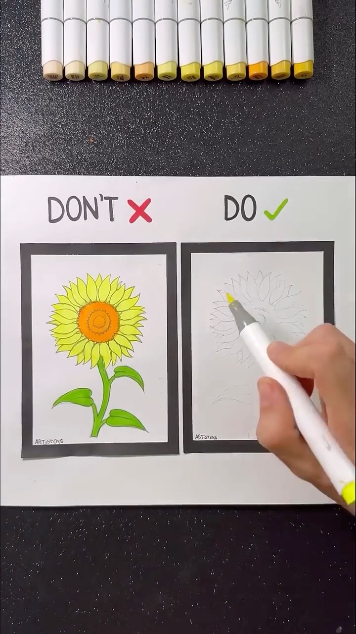 How to Draw a Sunflower! ✍️✨? #art #drawing #tutorial