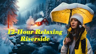Winter Wonderland ASMR: 12-Hour Riverside Snowfall 🌨️🌲 99% Fall Asleep with Cozy Snowscape Serenity!