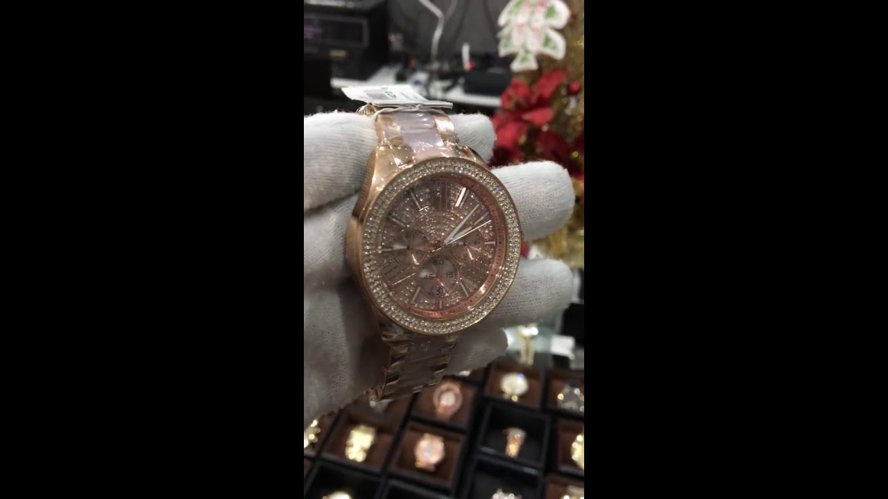 chronograph crystal pave dial ladies watch
