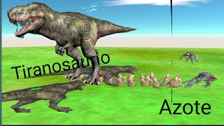 Tiranosaurio vs Azote || 3 Tiranosaurio | Animal revolt bettle Simulator -Rna Hazzx