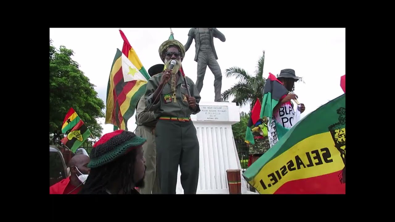 Jamal Rasta JAMAICAN RASTA PROTEST @ BUSTAMANTE STATUE - YouTube