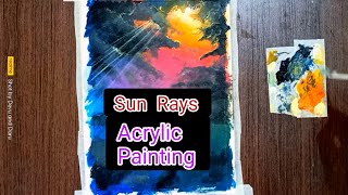 How to paint Light Rays from heaven/Step by step Acrylic painting tutorial for beginners/satisfying