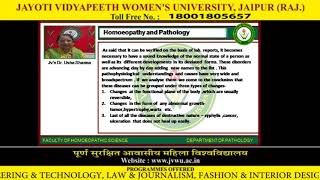 Jayoti Vidyapeeth - Faculty of Homeopathic Science - Pathology Lecture 1