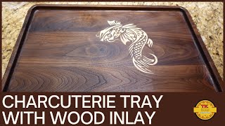 Charcuterie Tray with Koi Inlay | Wood Inlay | CNC Inlay Making Process | 4K | TK.Designs