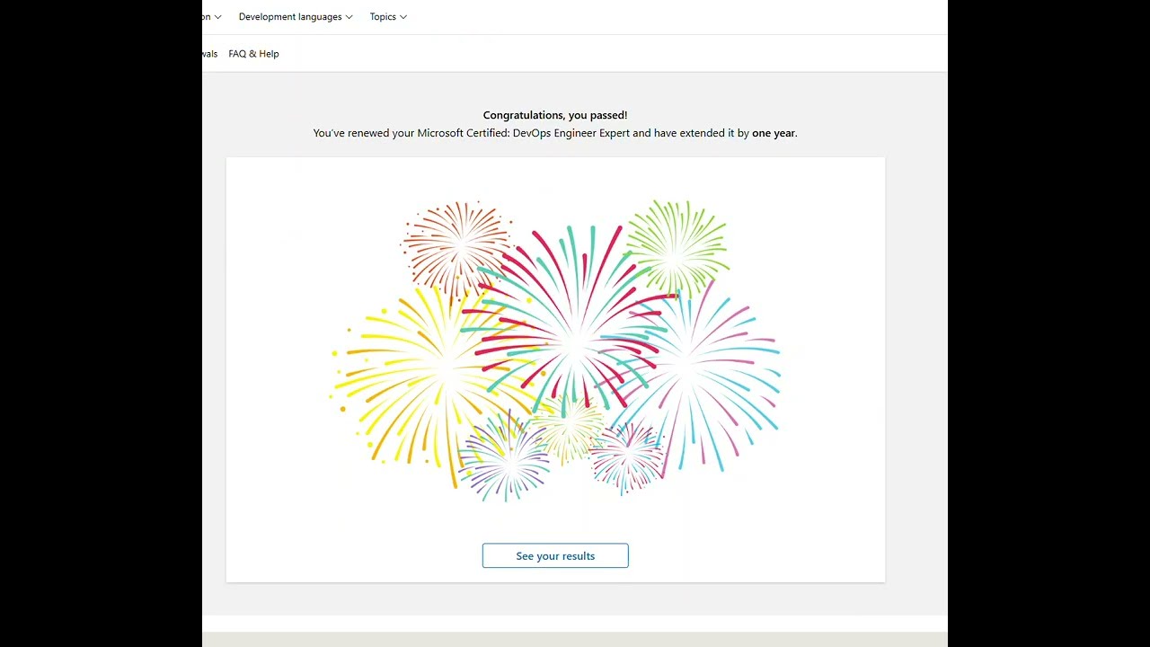 AZ 400 renewal assessment results for Microsoft Certified DevOps Engineer Expert