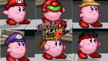 SSF2 1.2.3 All Kirby Hats And Powers | Super Smash Flash 2