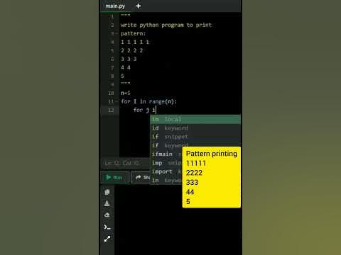Pattern Printing in python | print pattern in python using for loop # ...