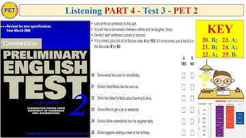 PET 2 Listening Part 4 Test 3 (Transcript + Key)