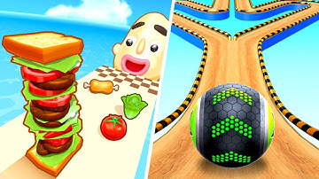 Sandwich Runner VS Going Balls 🥪⚽🔥 Walkthrough Max Levels Gameplay (Android/iOS) FH63FH