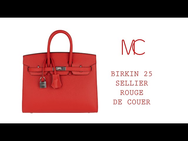 Hermes Birkin 25 Sellier Rouge De Couer Bag Palladium Hardware Epsom L –  Mightychic