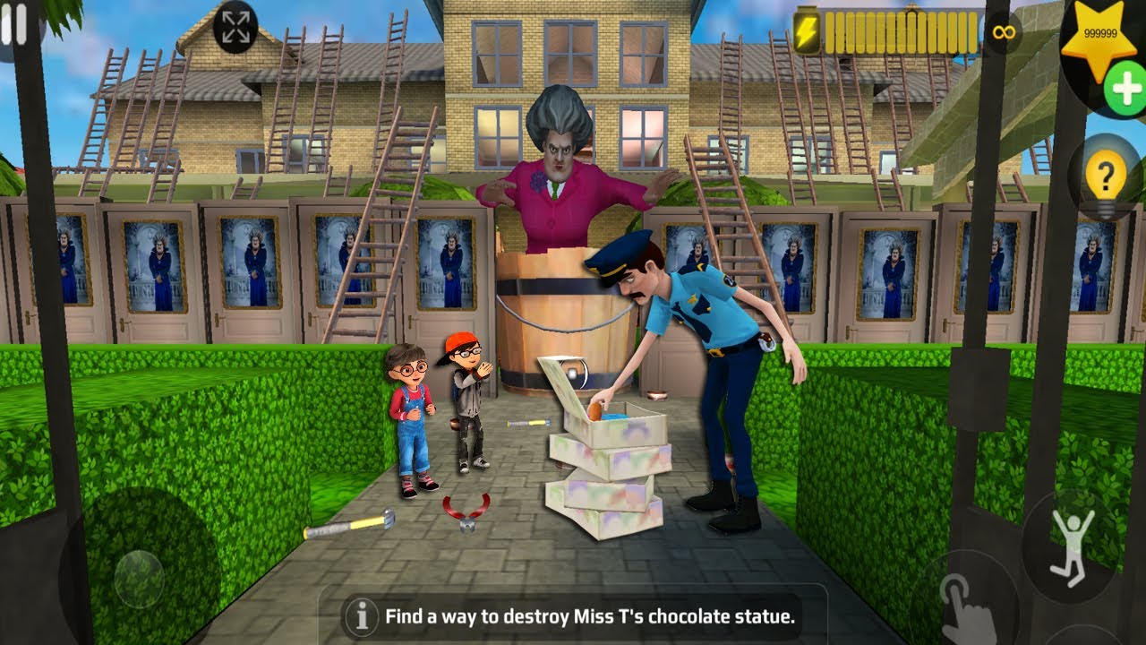 Scary Teacher 3D - troll Miss T many ladder and traps (Mod menu) gameplay part 5428 