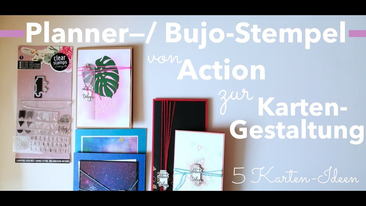 5 Karten mit Planner - Bujo - Stempeln von Action - YouTube