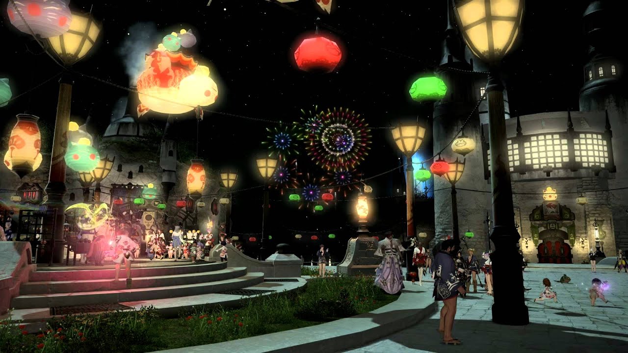 FINAL FANTASY XIV Moonfire Faire Fireworks Without Event Music YouTube