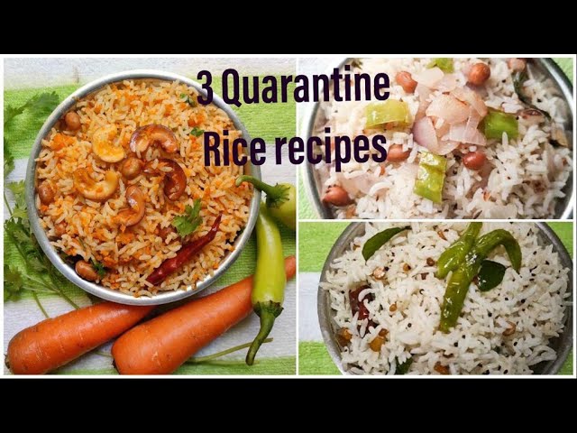 3 Simple Quarantine Rice recipes//carrot rice//onion rice//ajwain rice class=