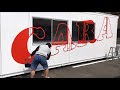 ガラス面やサッシのある プレハブ壁面への文字書き