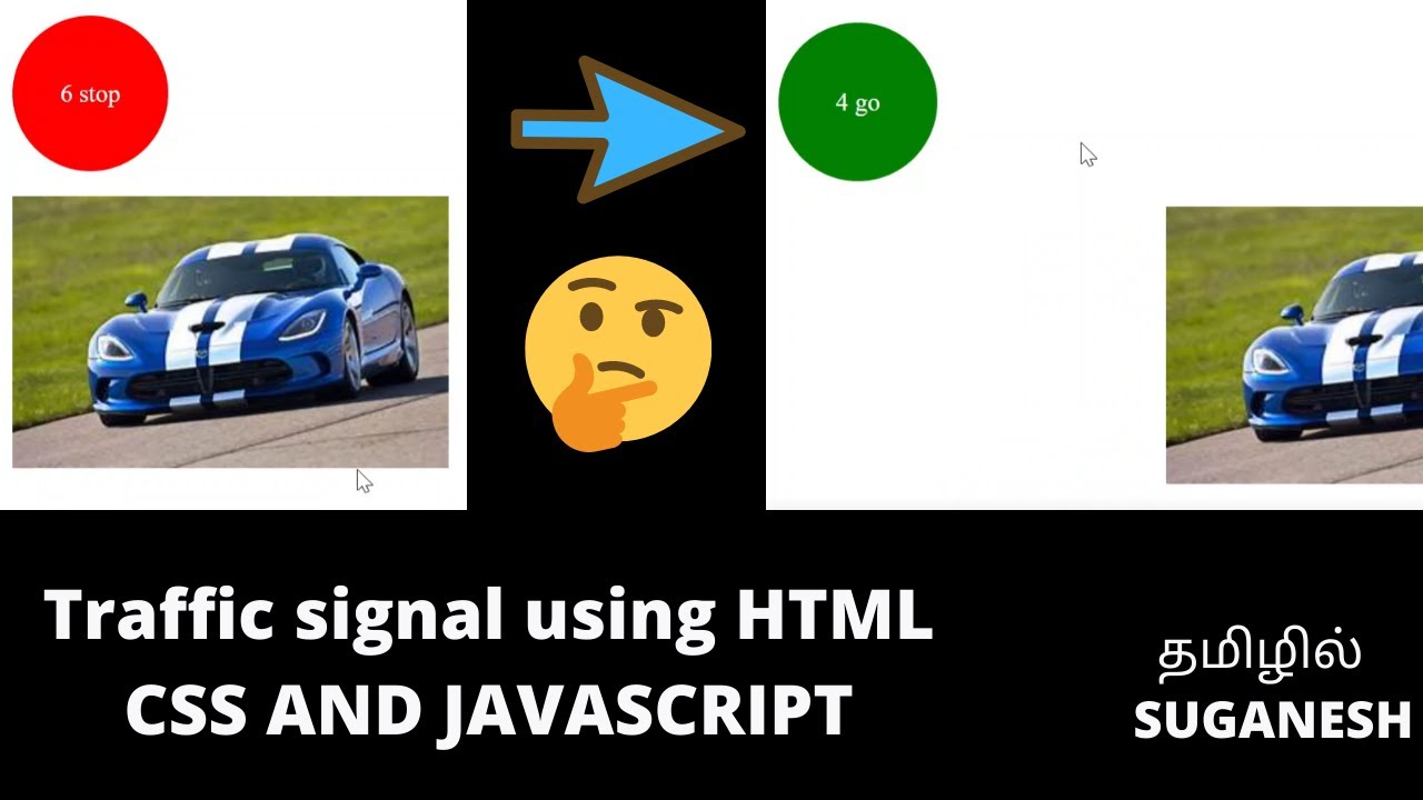 Traffic signal using HTML CSS JAVASCRIPT in tamil | Car moving ...