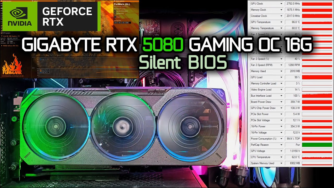GIGABYTE GEFORCE RTX 5080 GAMING OC 16G (Silent Bios) - Noise Test | 4K 60FPS