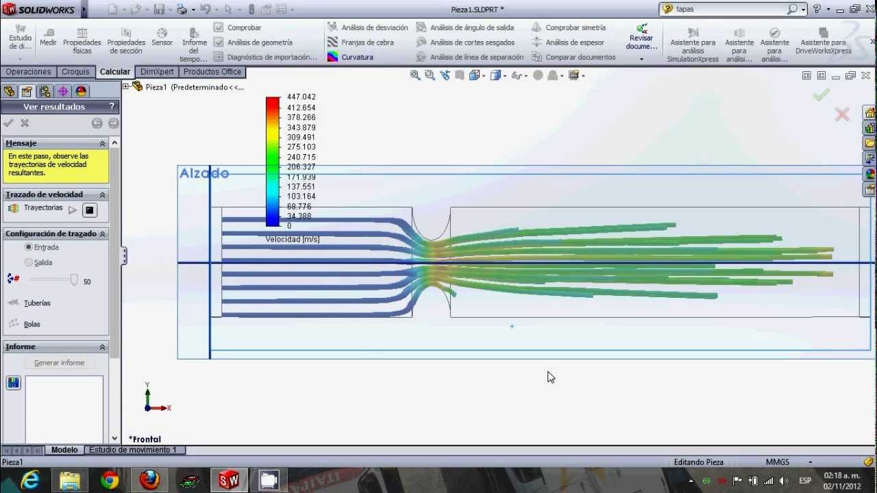 Simulacion de flujo en tuberia solidworks - YouTube
