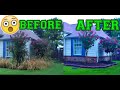 CRAZY CLEAN UP - Landscaping before and after - How to clear Overgrown flower bed
