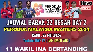 Jadwal Malaysia Masters 2024 Hari ini BABAK 32 BESAR Day 2: 11 Wakil INDONESIA Bertanding | LIVE